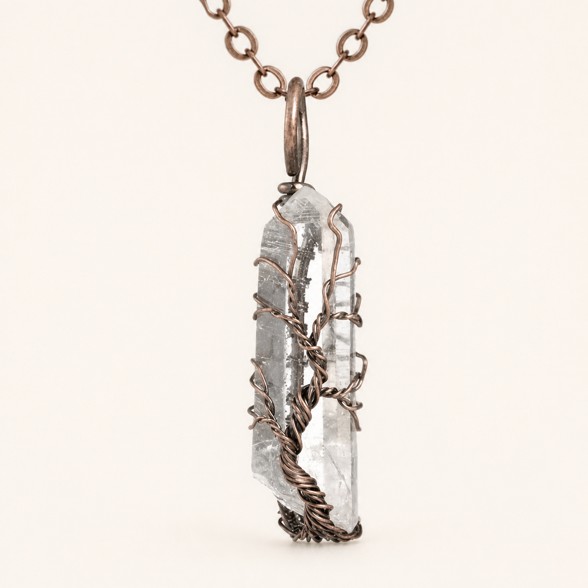 Clear crystal tree necklace with bronze finish and 43 cm chain